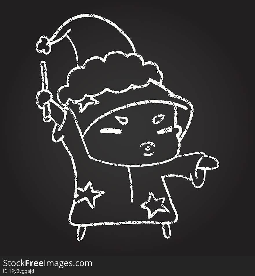 Festive Wizard Chalk Drawing