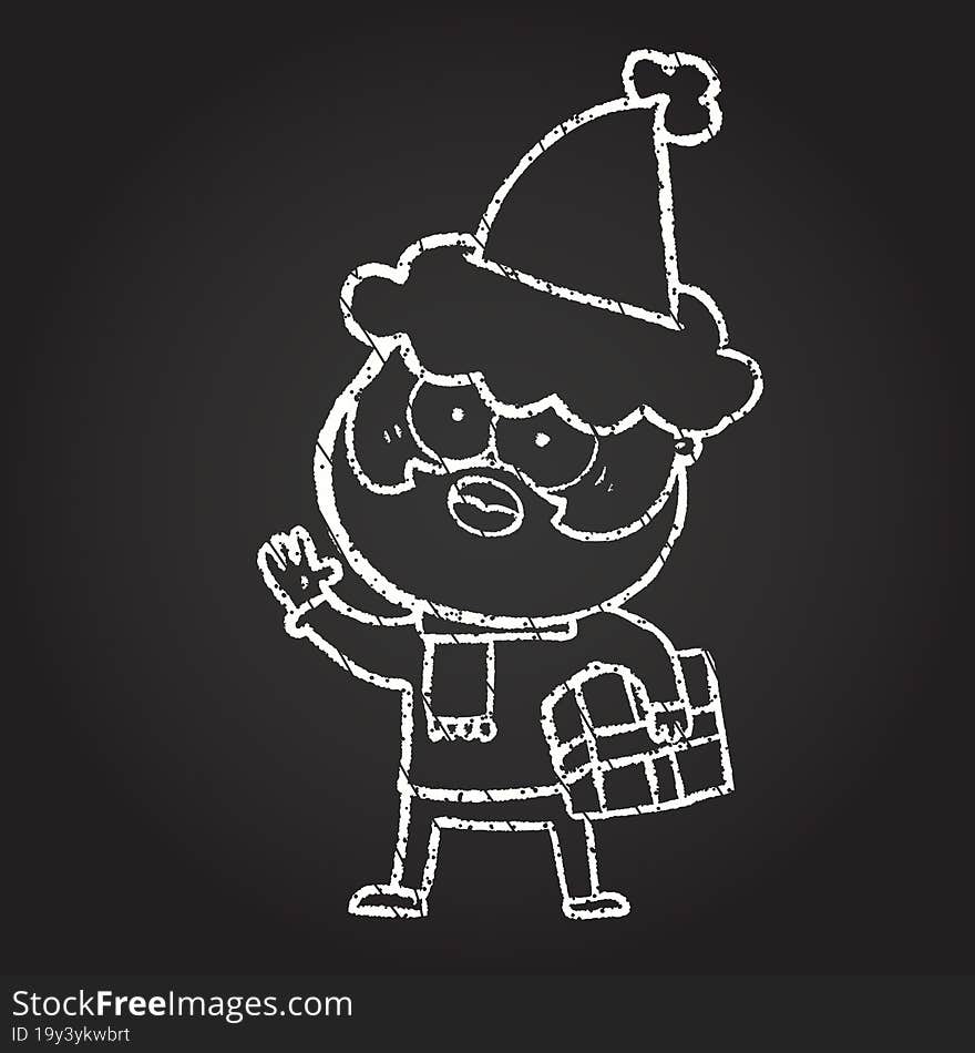 Christmas Man Chalk Drawing