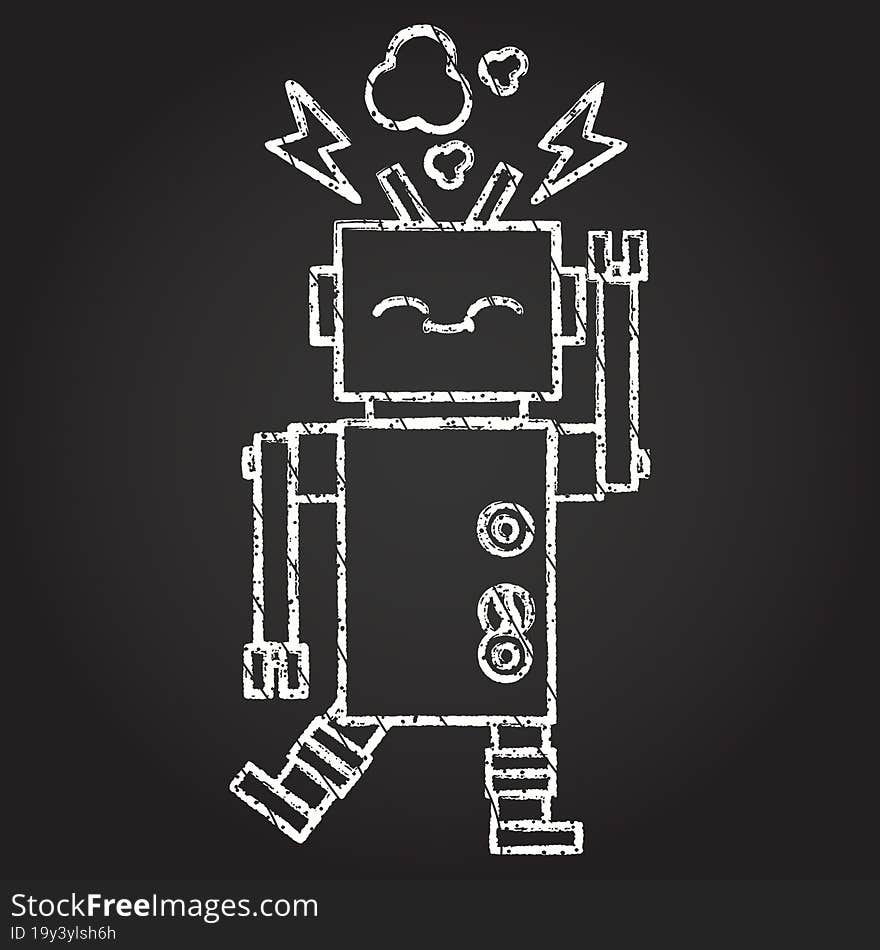 Dancing Robot Chalk Drawing