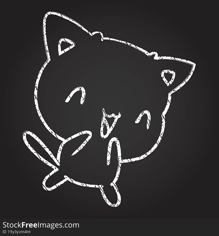 Cute Cat Chalk Drawing