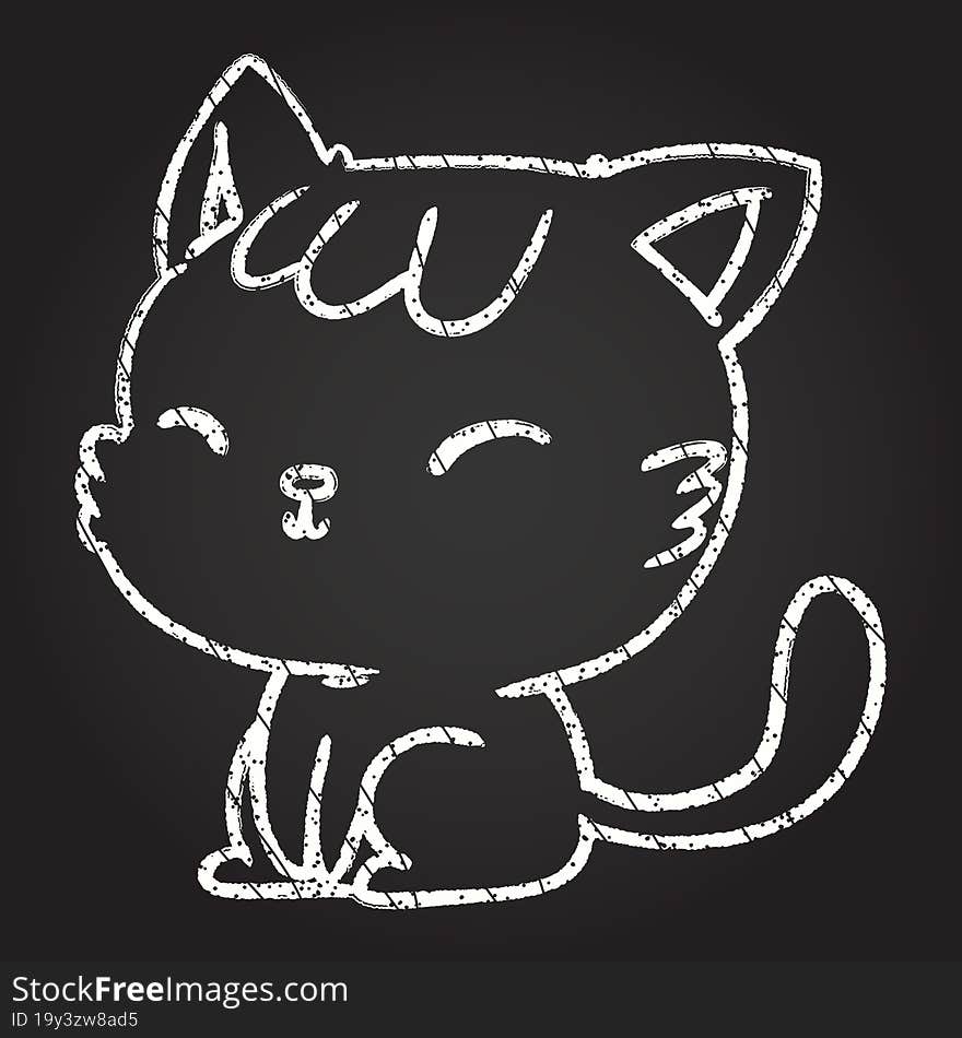 Cute Cat Chalk Drawing