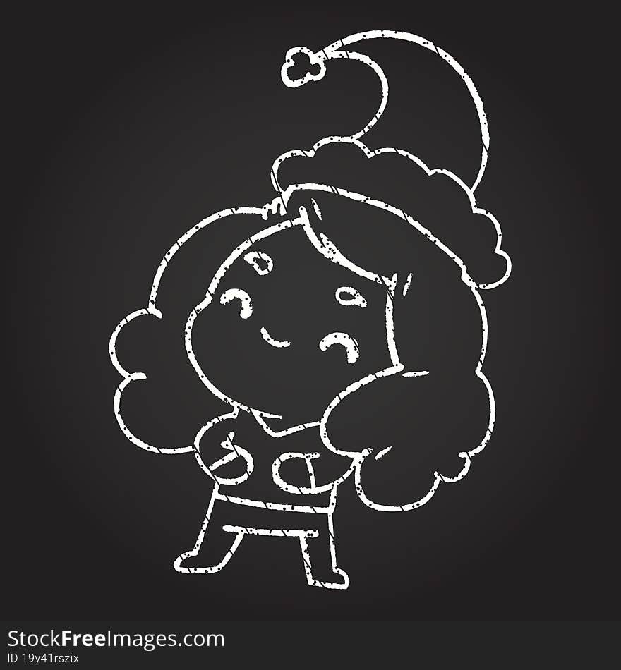 Festive Woman Chalk Drawing