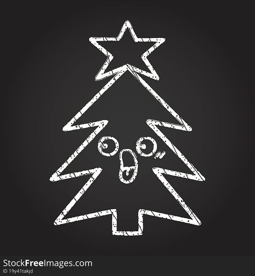 Christmas Tree Chalk Drawing