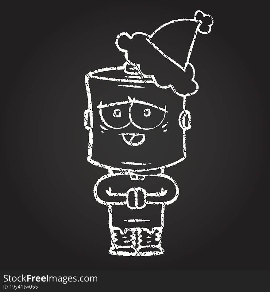 Christmas Robot Chalk Drawing