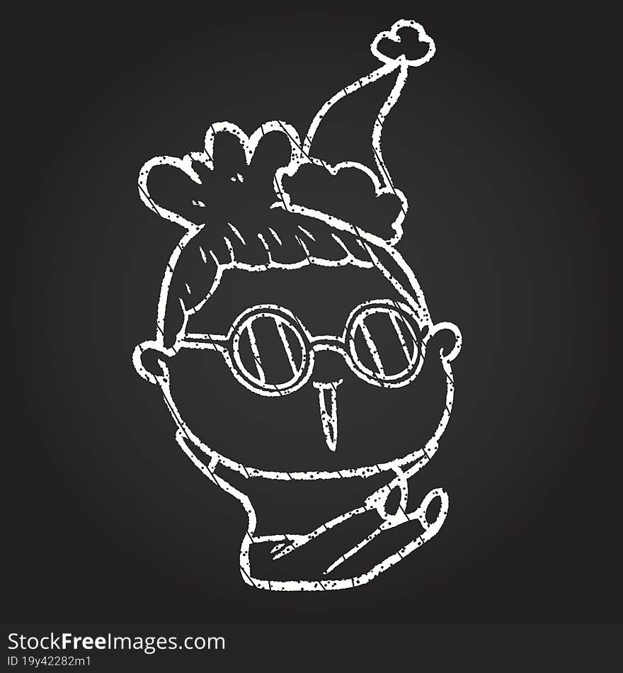 Festive Woman Chalk Drawing