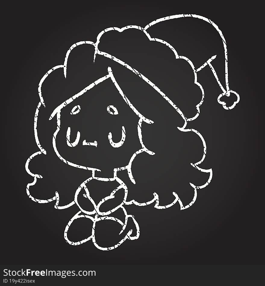 Festive Woman Chalk Drawing