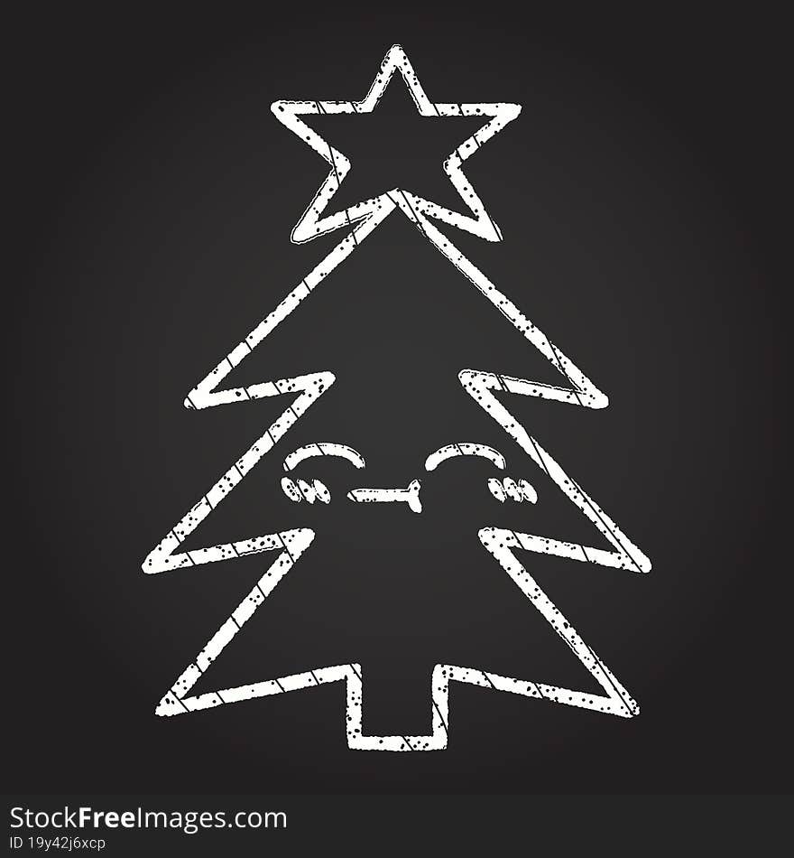 Christmas Tree Chalk Drawing