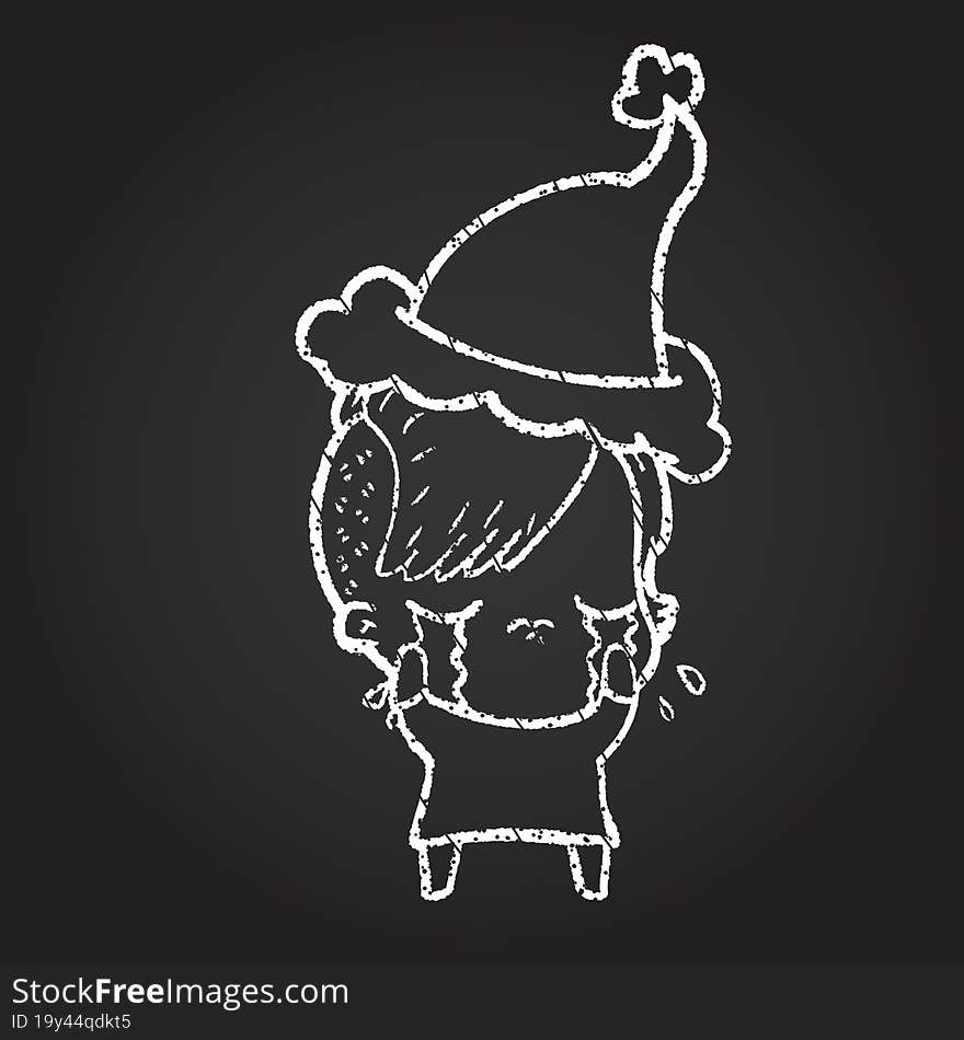 Christmas Girl Chalk Drawing