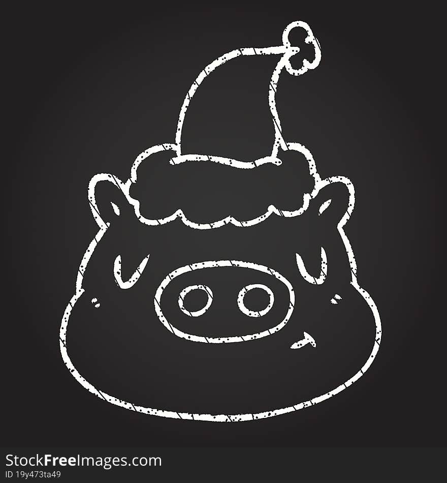 Christmas Pig Chalk Drawing