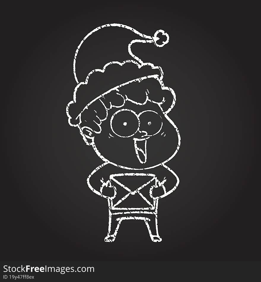 Christmas Man Chalk Drawing