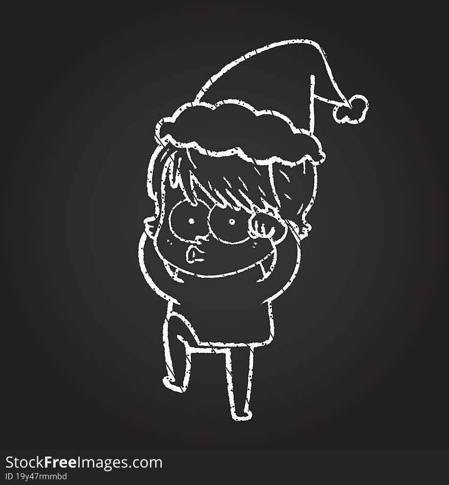 Christmas Man Chalk Drawing