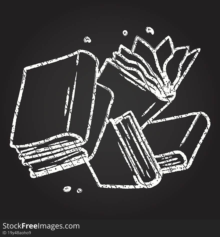 Dropped Books Chalk Drawing