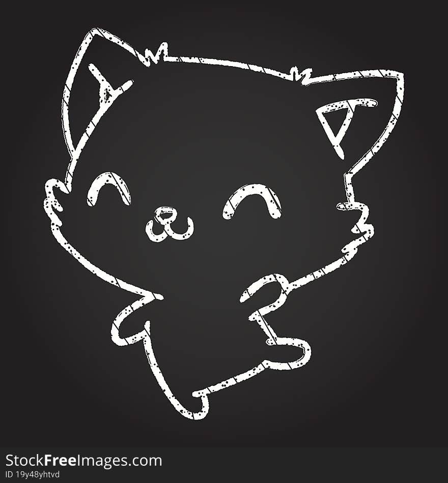 Cute Cat Chalk Drawing