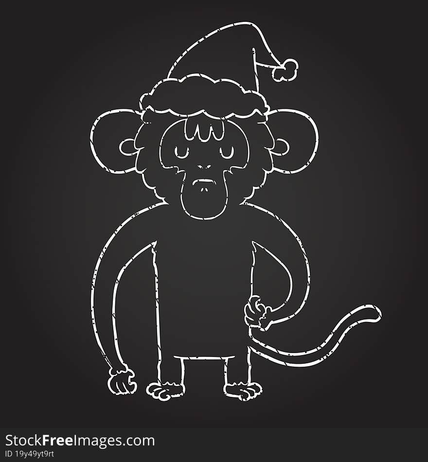 Festive Monkey Chalk Drawing