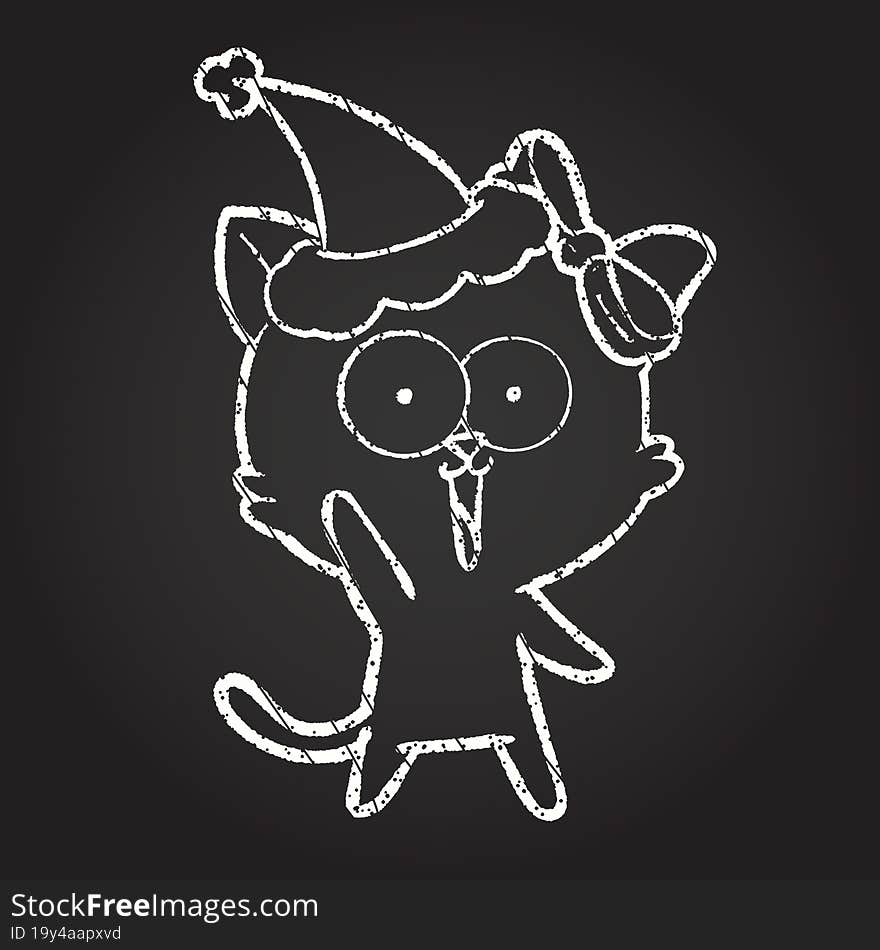 Waving Cat Chalk Drawing