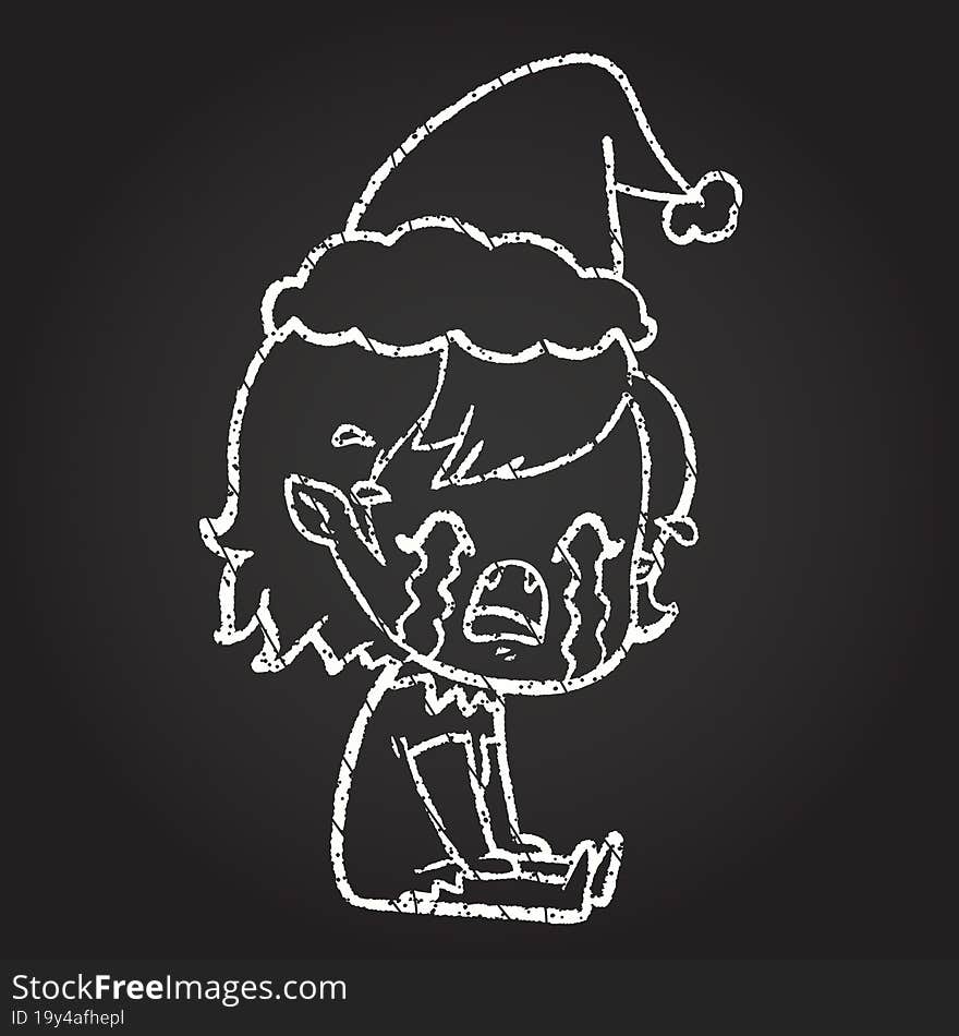 Christmas Vampire Chalk Drawing