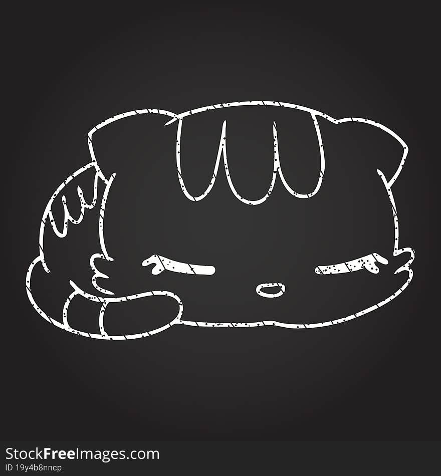 Sleeping Cat Chalk Drawing