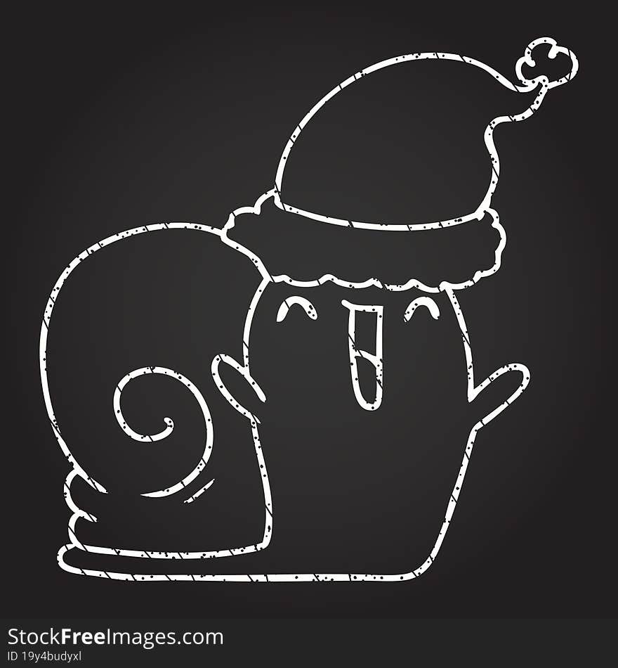 Christmas Snail Chalk Drawing