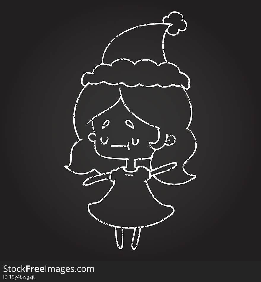 Christmas Woman Chalk Drawing