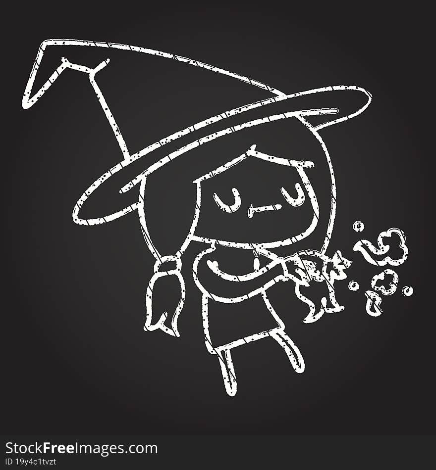 Witch Chalk Drawing