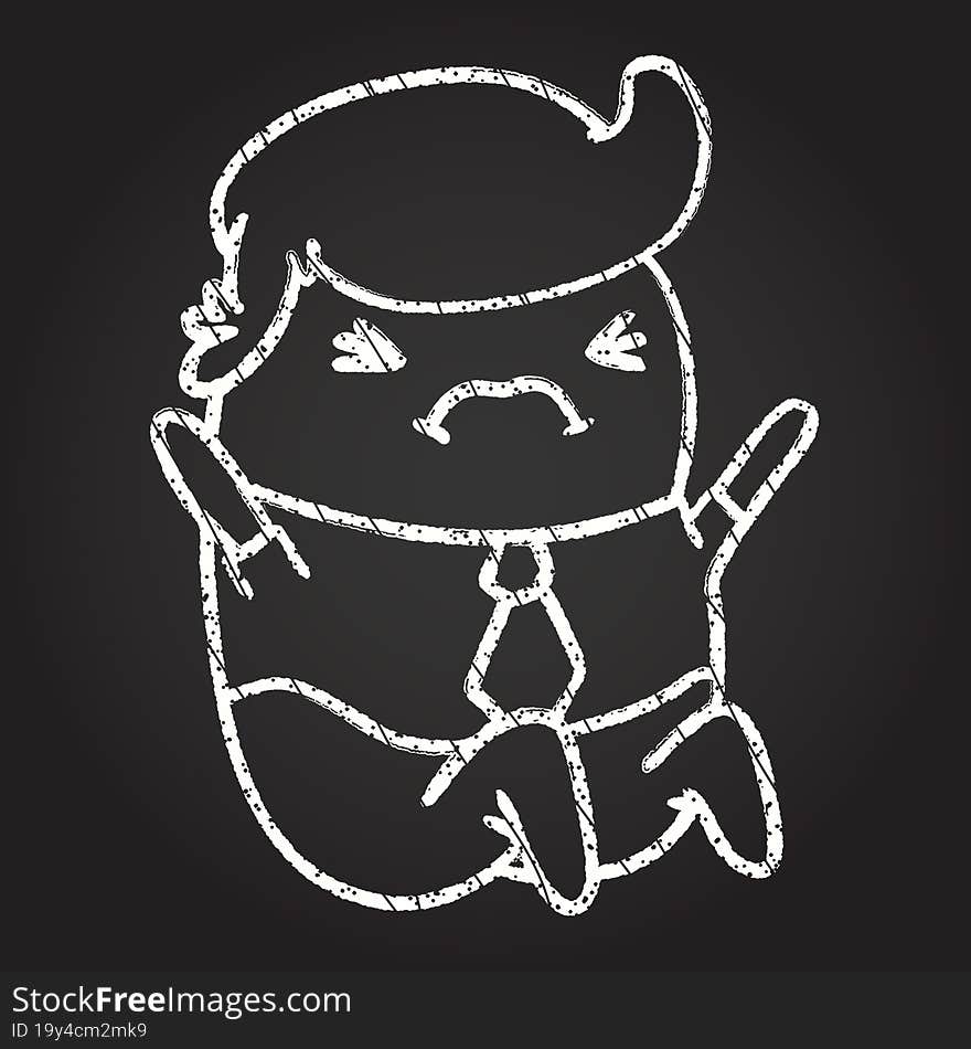 Angry Man Chalk Drawing