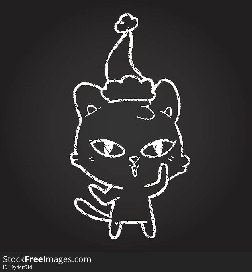 Waving Cat Chalk Drawing