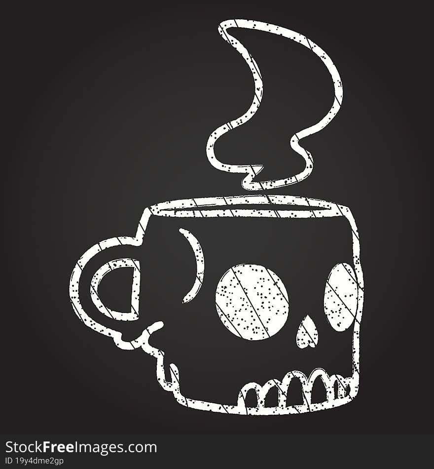 Skull Mug Chalk Drawing