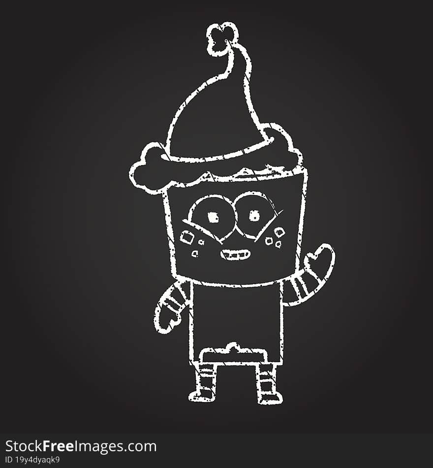 Christmas Robot Chalk Drawing