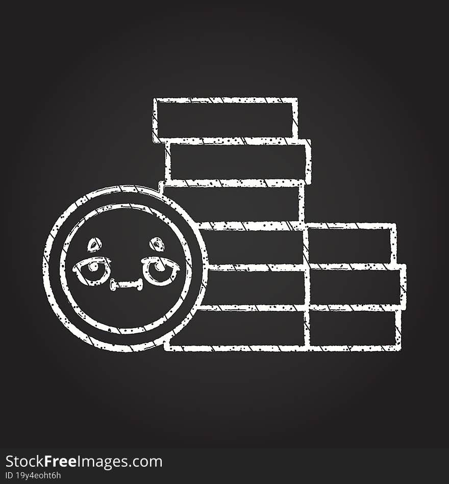 Coin Stack Chalk Drawing