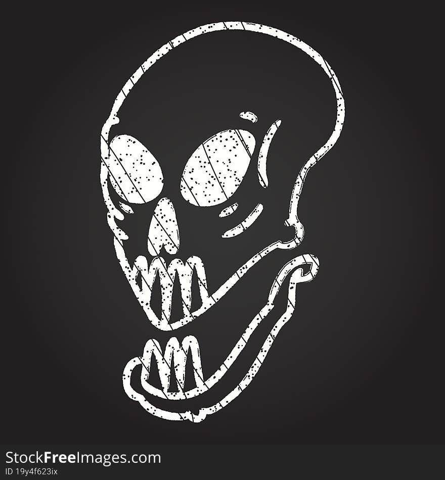 Spooky Skull Chalk Drawing