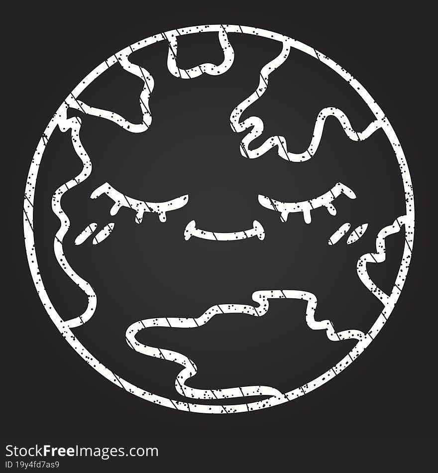 Planet Earth Chalk Drawing