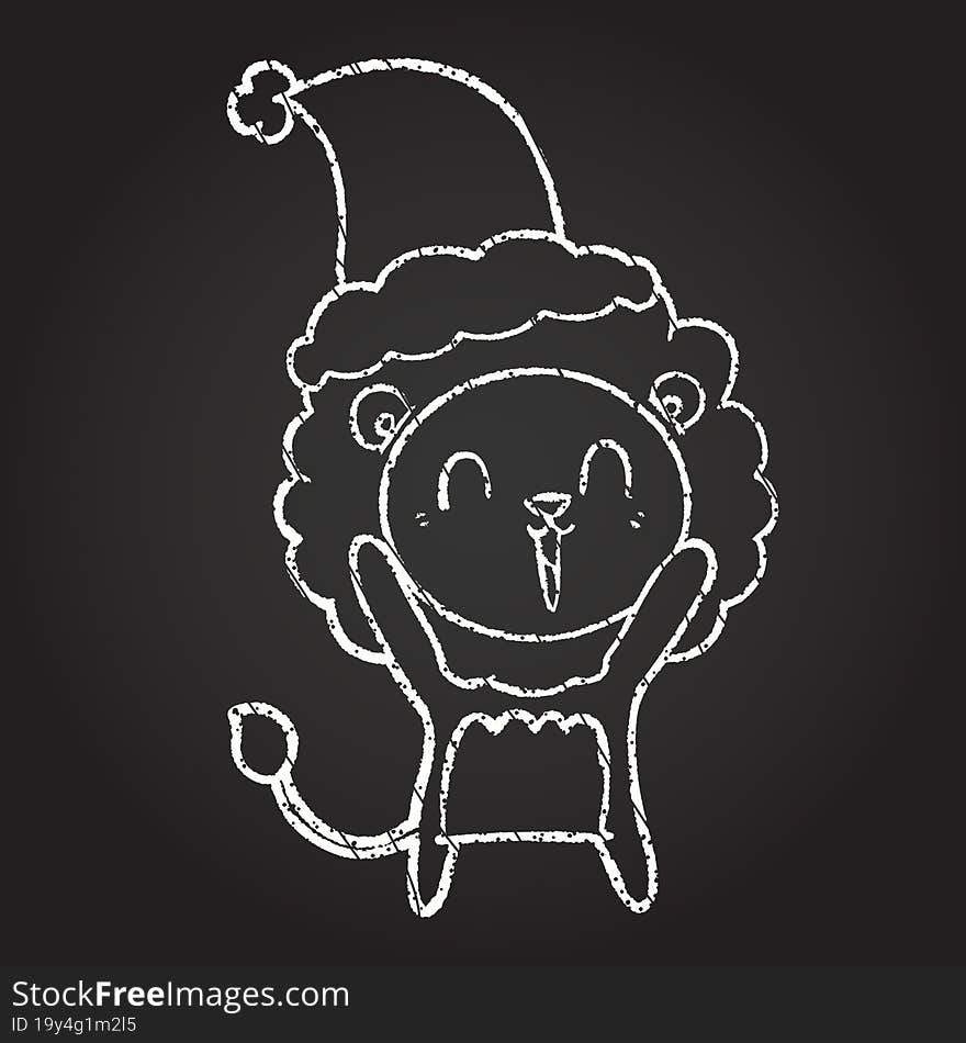 Festive Lion Chalk Drawing