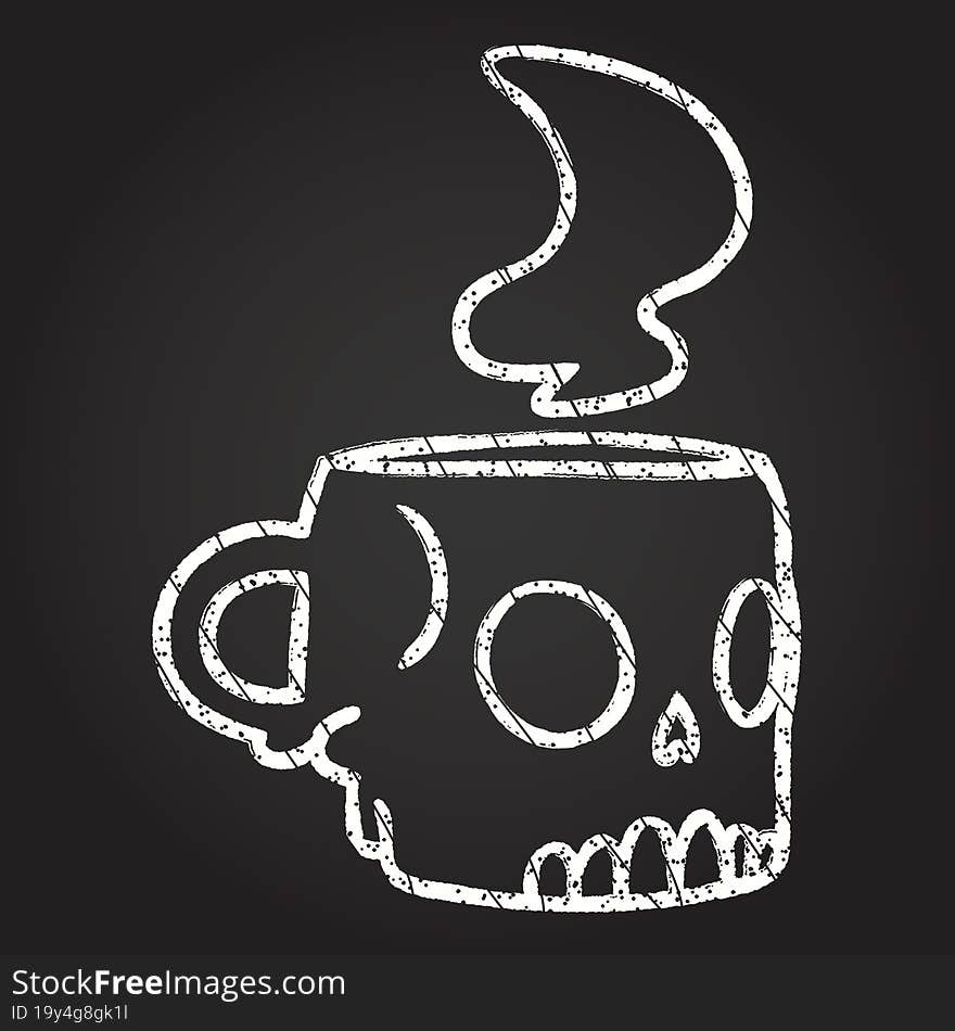 Skull Mug Chalk Drawing