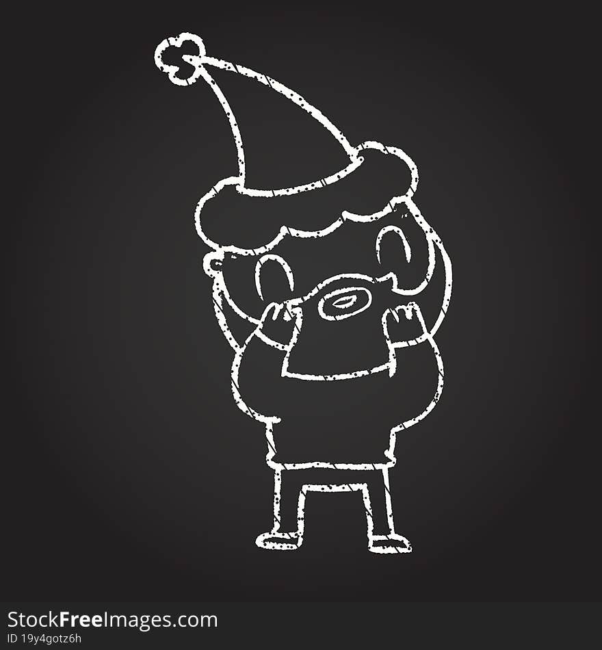 Christmas Man Chalk Drawing