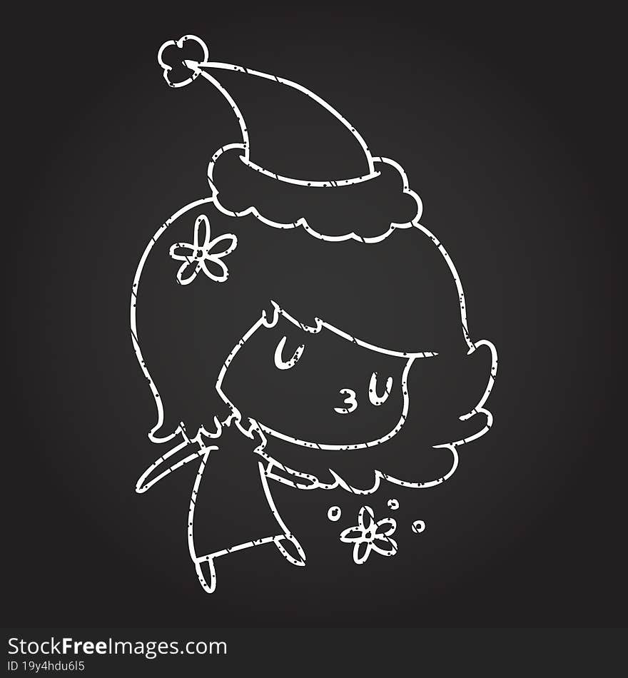 Christmas Woman Chalk Drawing