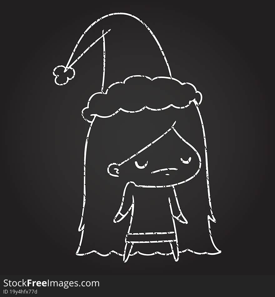 Christmas Woman Chalk Drawing