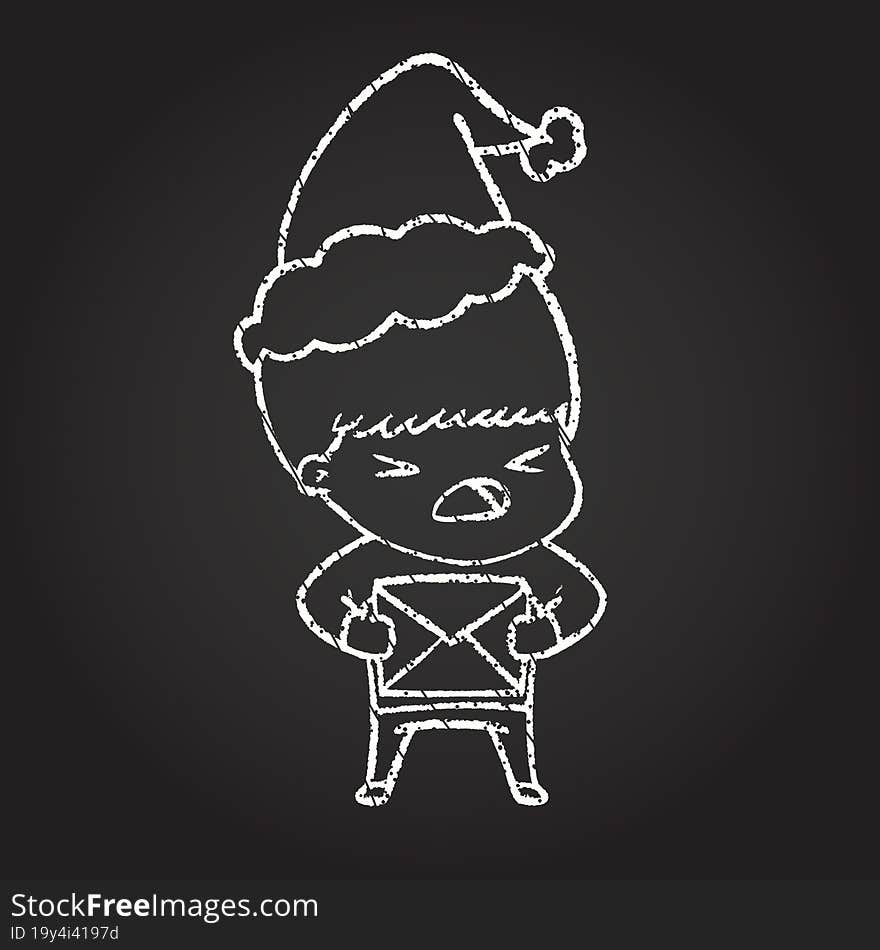 Christmas Man Chalk Drawing