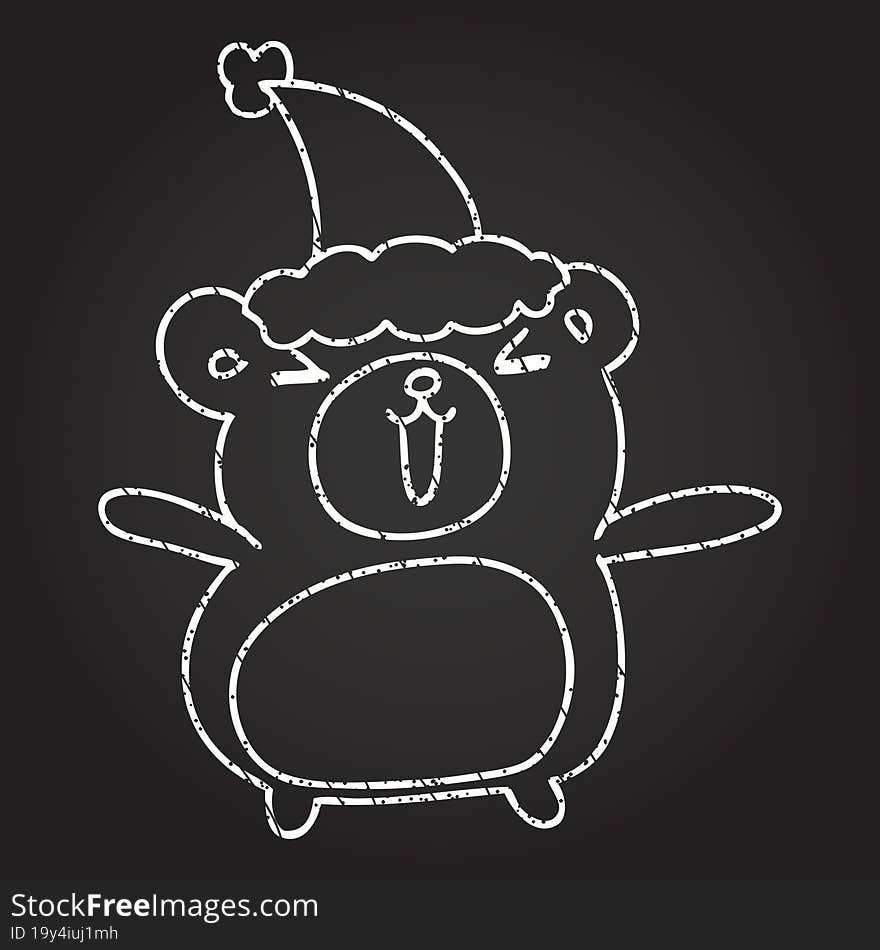 Christmas Bear Chalk Drawing