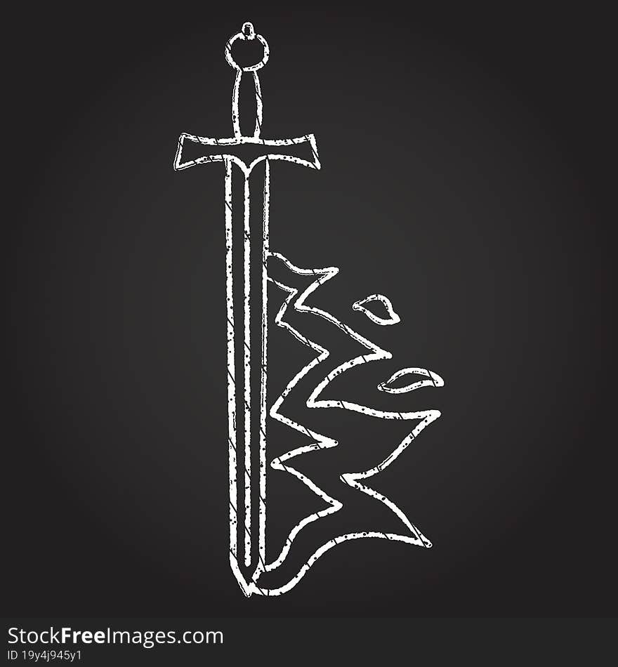 Flaming Sword Chalk Drawing