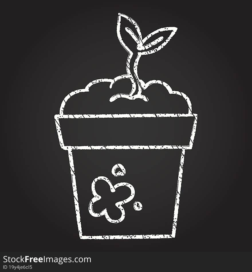 Potted Plant Chalk Drawing