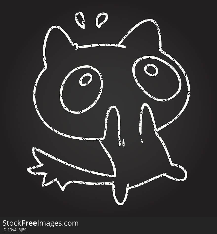 Frightened Cat Chalk Drawing