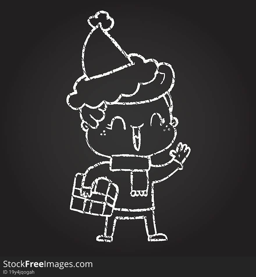 Christmas Man Chalk Drawing