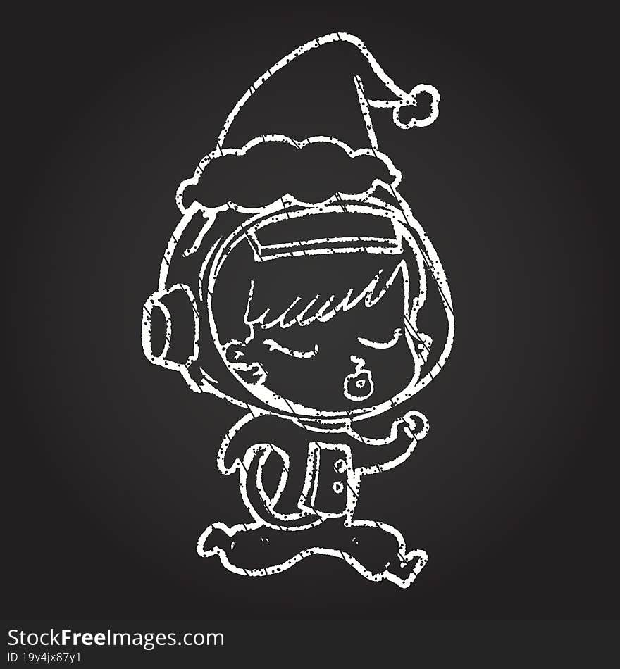 Xmas Astronaut Chalk Drawing