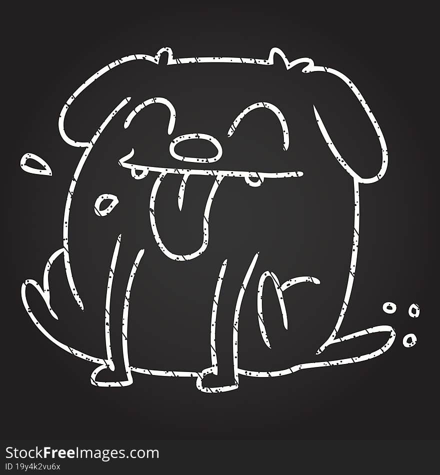 Funny Dog Chalk Drawing