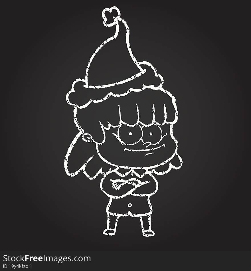 Christmas Woman Chalk Drawing