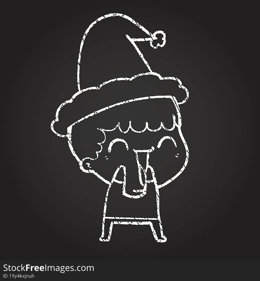 Christmas Man Chalk Drawing