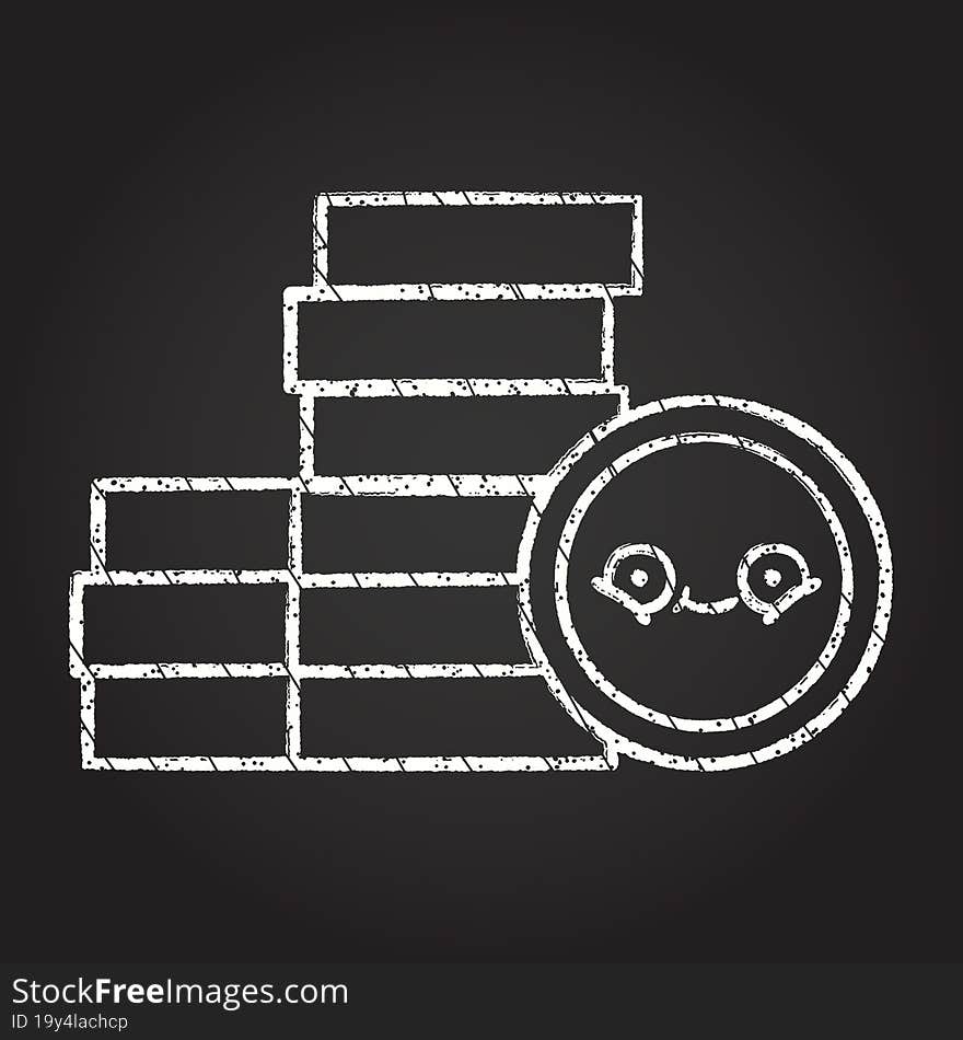 Coin Stack Chalk Drawing