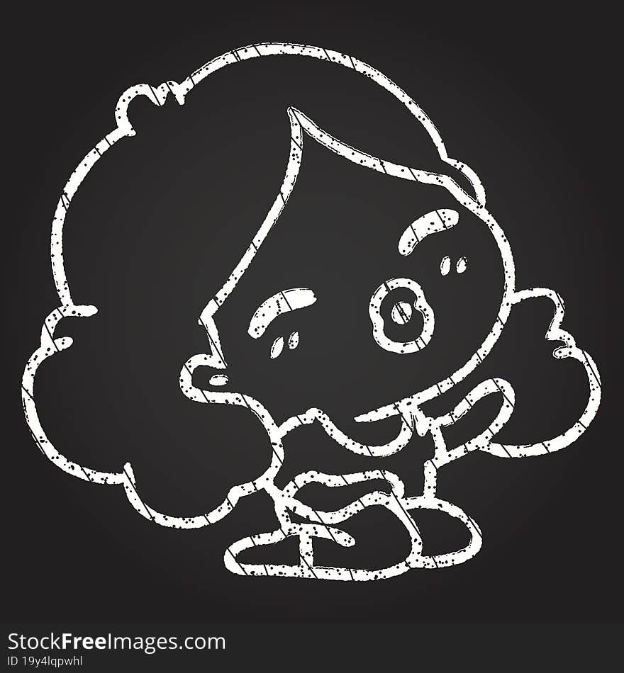 Happy Woman Chalk Drawing