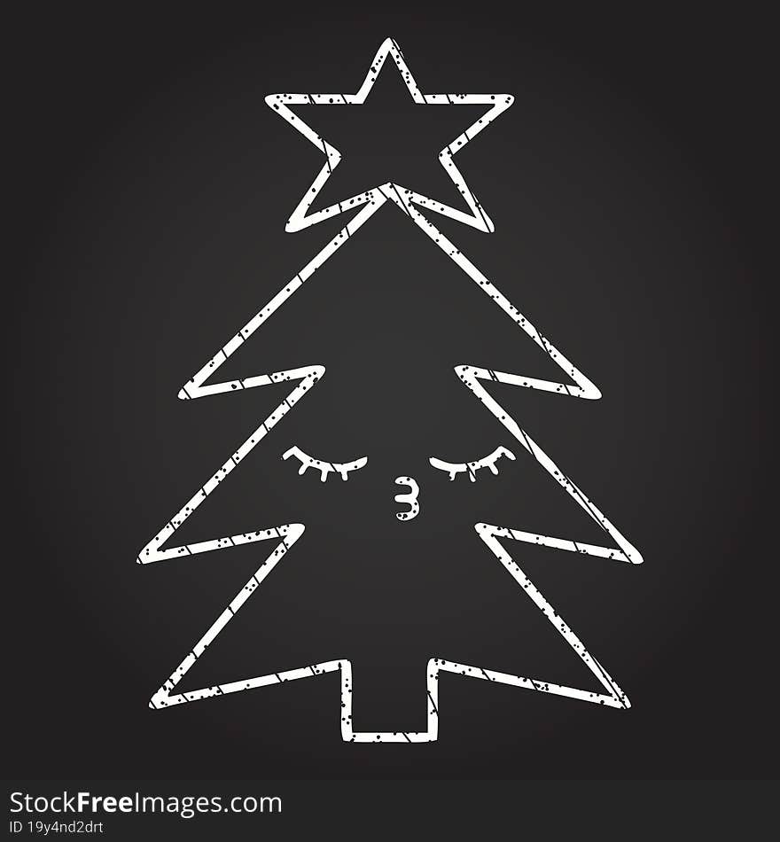 Christmas Tree Chalk Drawing