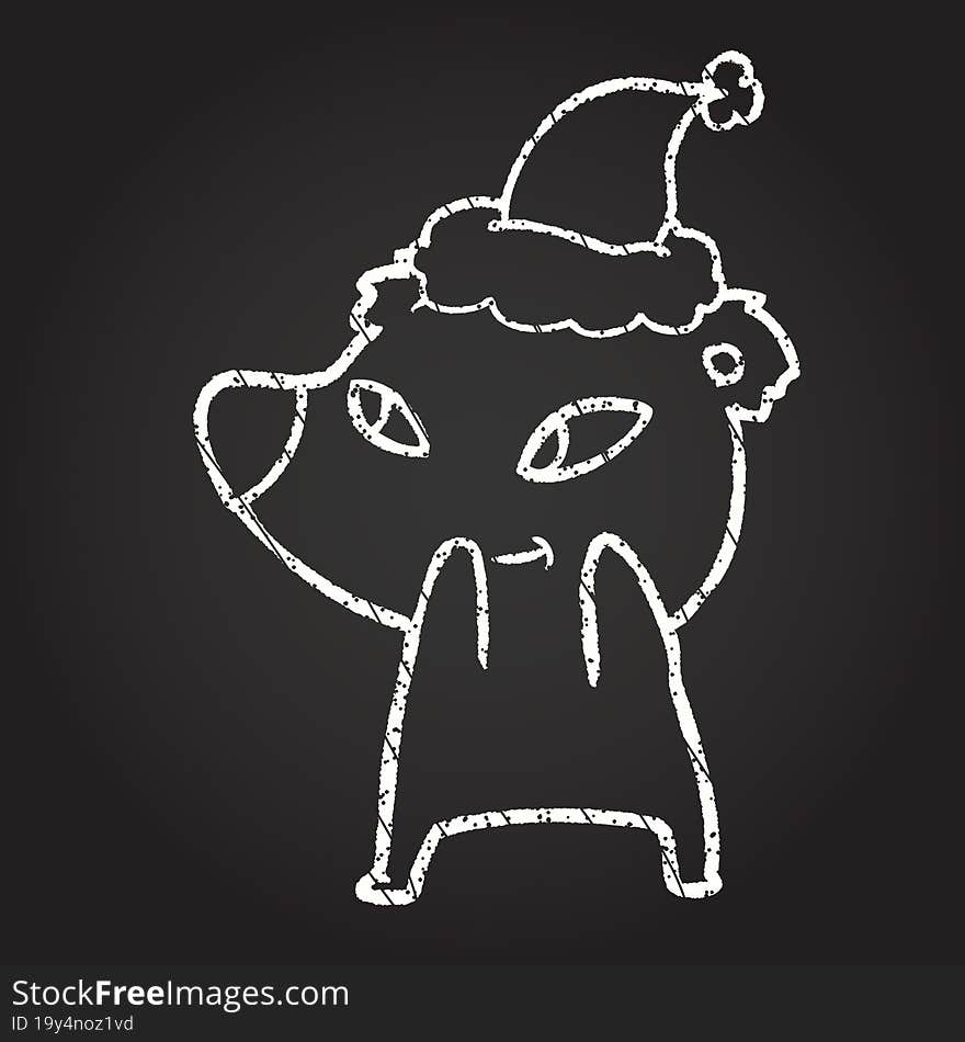 Christmas Bear Chalk Drawing